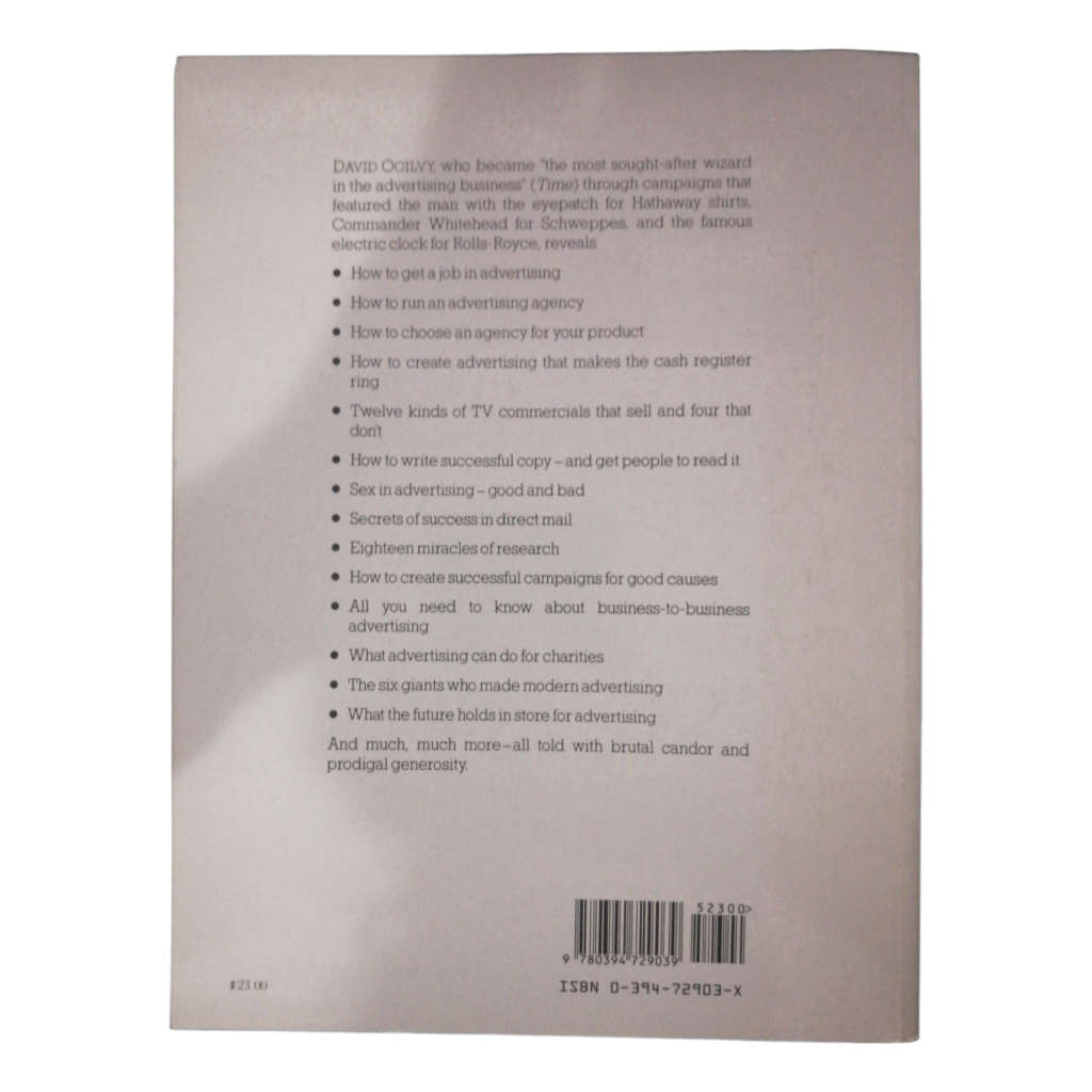 1985 Ogilvy On Advertising by David Ogilvy Softcover