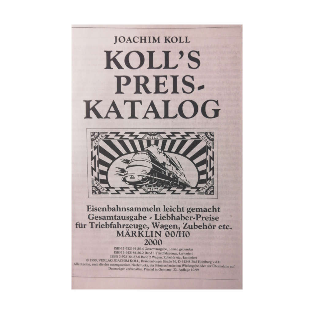 1999 Koll`s Preis-Katalog by Joachim Koll Hardcover w/o Dustjacket