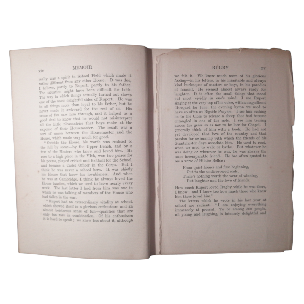 1928 The Collected Poems Of Rupert Brooke With A Memoir Hardcover w/o Dustjacket