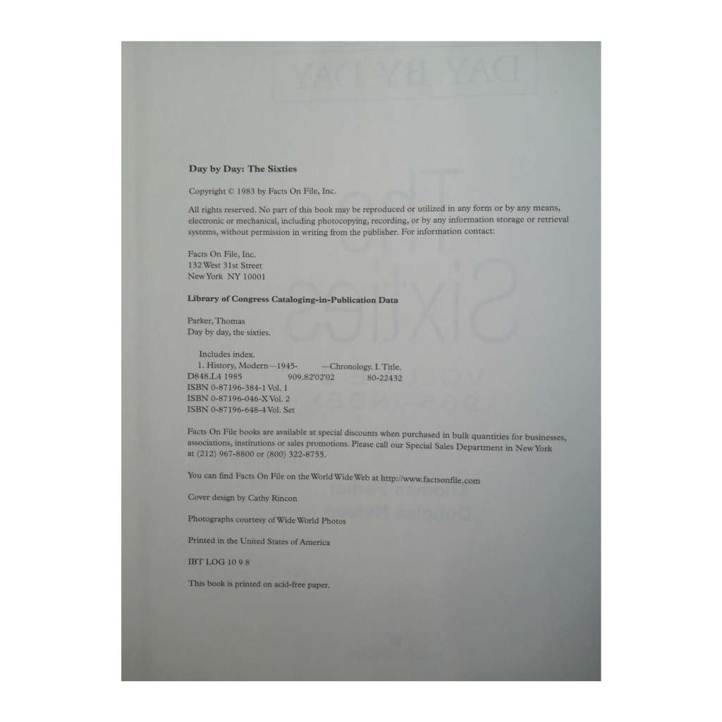 Day By Day The Sixties Volume 2 by Douglas Nelson and Thomas Parker 1983 Hardcover w/o Dustjacket