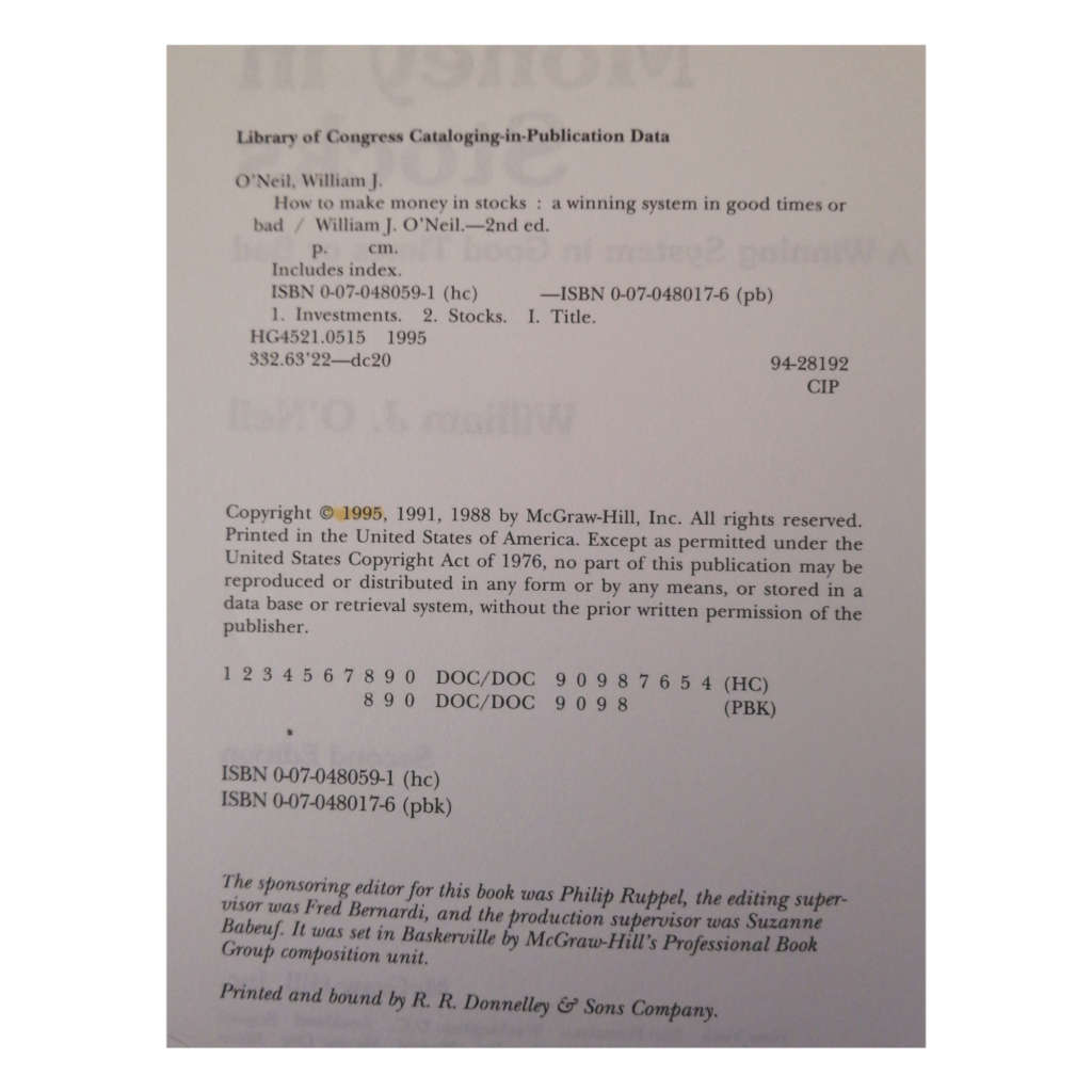 How To Make Money In Stocks by William J. O`Neil 1995 Softcover