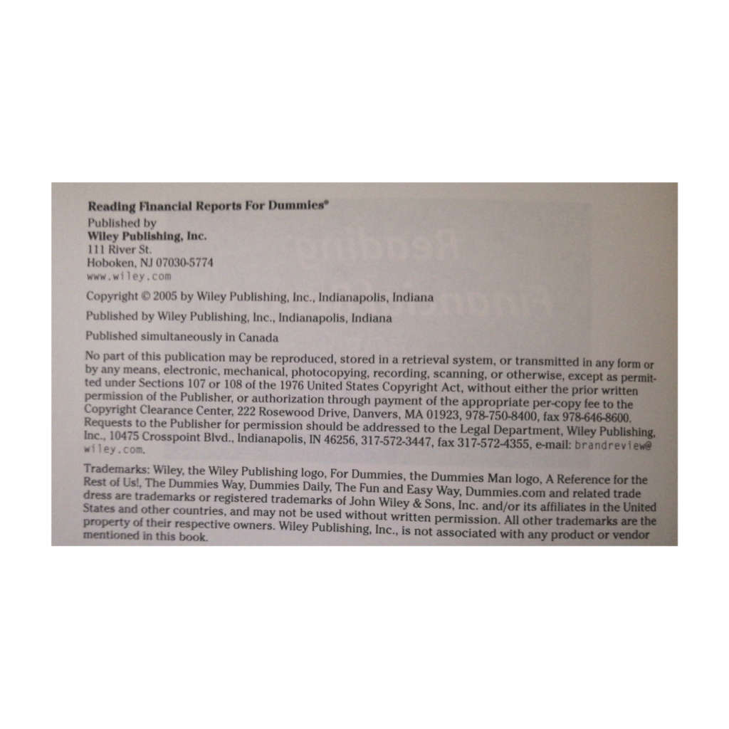 Reading Financial Reports For Dummies by Lita Epstein 2005 Softcover