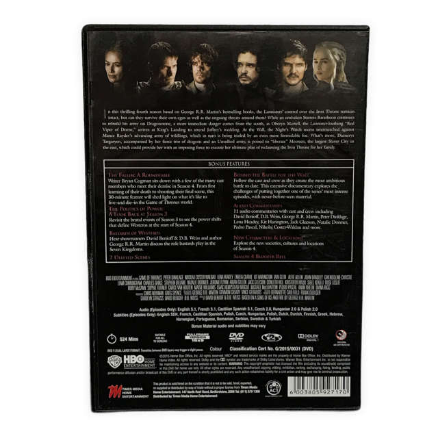 Game of Thrones The Complete 4th Season DvD