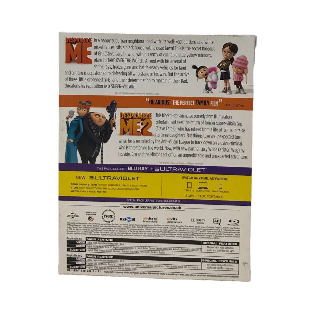 Despicable Me & Despicable Me 2 (Double The Fun Boxset) Blu-Ray Dvd