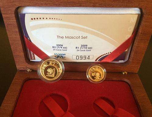 2010 FIFA MASCOT SET - 1/4OZ GOLD AND 1/10TH GOLD 24 CARAT