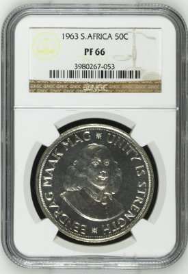 1963 RSA  SILVER 50 CENT NGC GRADED PF66 | 3RD HIGHEST GRADE | SUPERB GEM PROOF |