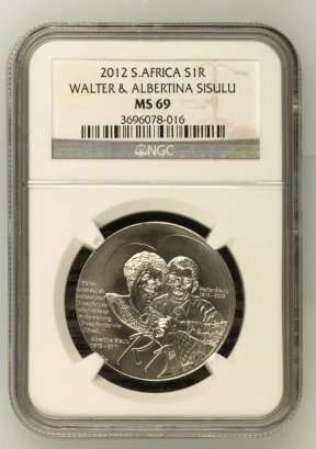 2012 Walter & Albertina Sisulu R1 Silver NGC MS69 | BRILLIANT UNC |