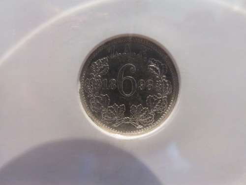 1893 ZAR SILVER 6 PENCE NGC GRADED MS61 | PERFECT UNC |