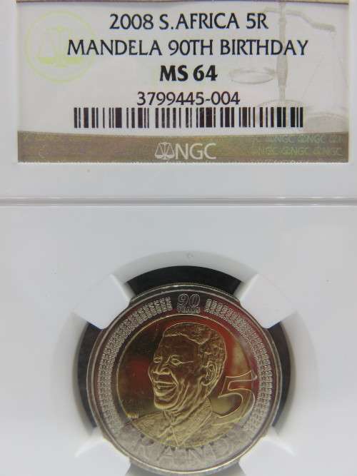 2008 Mandela 90th Birthday R5 NGC Graded MS64 | Fun R1 Start |