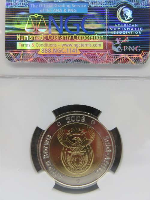 2008 Mandela 90th Birthday R5 NGC Graded MS66 | Colourised Mandela Label Holder | Fun R1 Start |