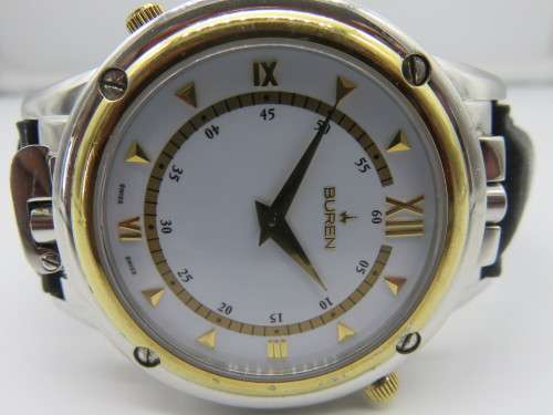 Buren Axis Mens Watch Swivel 2 Watches in 1 with Leather Strap - Beautiful | Fun R1 Start |