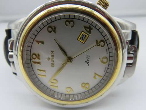 Buren Axis Mens Watch Swivel 2 Watches in 1 with Leather Strap - Beautiful | Fun R1 Start |