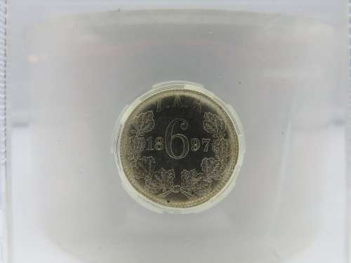 1897 ZAR SILVER 6 PENCE SANGS Graded MS62 - `SAMMY MARKS COLLECTION` | SANGS ERROR