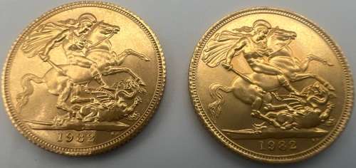 1982 Queen Elizabeth II British Gold Sovereign - 8 Grams Gold 22 Carat