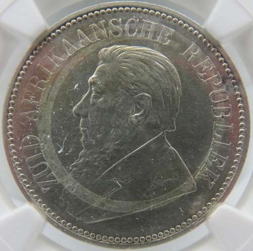 South Africa: Paul Kruger ZAR Silver 2.5 Shilling (Halfcrown) of 1896 AU Details NGC