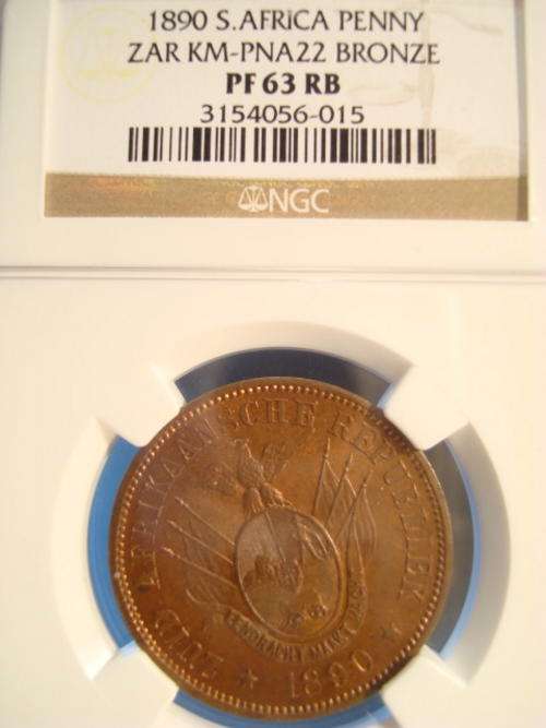 1890 ZAR Pattern Penny NGC Graded Proof 63RB # Mintage: 100 # Hern Price UNC R22000-00 # R1 Start ##