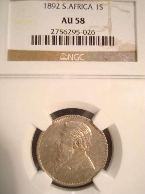 1892 ZAR 1 Shilling NGC Graded AU58 ### High Grade ###  Herns Price UNC is R18000 ### R1 Start