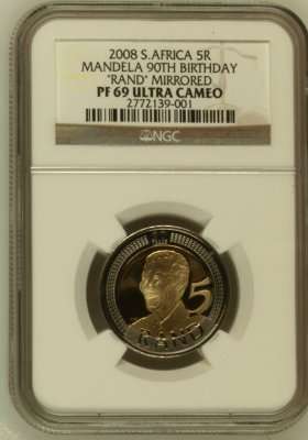 2008 Mandela 90th Birthday R5 NGC Proof 69 Ultra Cameo ### Almost Sold Out ### R1 Start