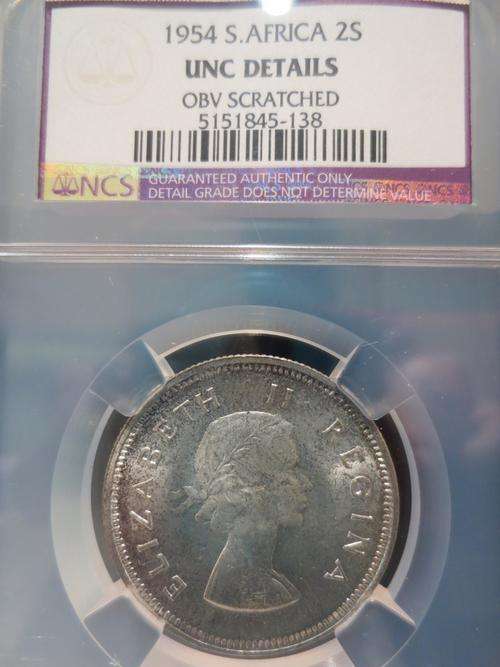 1954 SA Union 2 Shilling NCS Graded UNC Details # Key Date # R1 Start