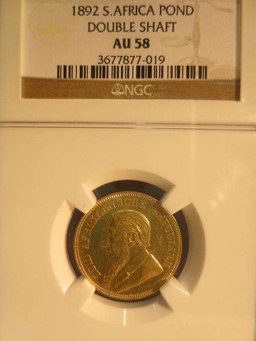 1892 ZAR Gold Pond NGC Graded AU58 # Almost PERFECT # Hern's Price UNC is R40000-00 # R1 Start