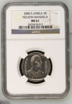 2000 Mandela R5 NGC Graded MS61 ### RARE GRADE ### Perfect UNC ### FUN IN JAN ###