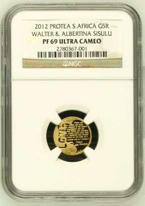 2012 Walter & Albertina Sisulu 1/10th Gold 24 Carat (999.99) NGC PF69 # One FUN Day ends 8pm #