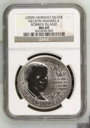 2009 Nelson Mandela Robben Island 1oz Silver NGC MS69 # FUN ends FRIDAY 4pm #