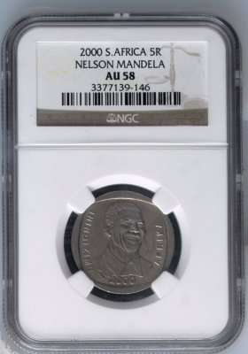 2000 Mandela R5 NGC AU58 # Almost PERFECT # Fun Ends Friday 8pm #