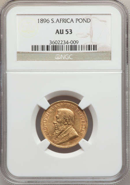 1896 ZAR Gold Pond NGC Graded AU53 # Hern's Price UNC is R75000 # One FUN Day ends 8pm #