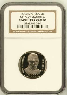 2000 Mandela R5 NGC Proof 65 Ultra Cameo # YES PROOF 65 # RARE in PROOF # Fun Ends Friday 8pm #