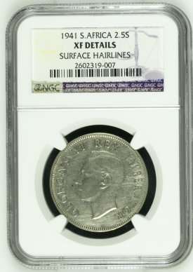 1941 SA Union Silver 2.5 Shilling (Halfcrown) NGC Graded XF Details # FUN ends FRIDAY 8pm #