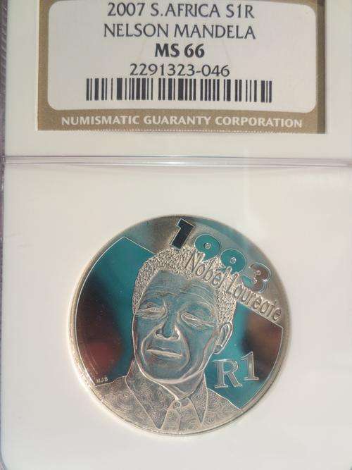 2007 Nelson Mandela R1 Silver NGC MS66 # Rare in UNC # FUN ends FRIDAY 8pm #