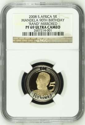 2008 Mandela 90th Birthday R5 NGC Proof 69 Ultra Cameo # SUPERB GEM PROOF # One FUN Day #