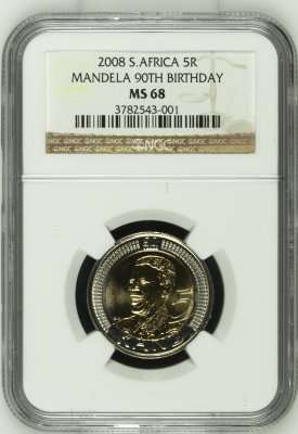 2008 Mandela 90th Birthday R5 NGC MS68 # PERFECT Mint State 68 # WOW # FUN ends FRIDAY 8pm #
