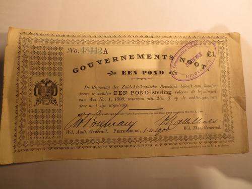 1900 ZAR EEN POND PIETERSBURG GOUVERNEMENTS NOOT # FUN SUNDAY #