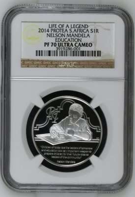 2014 Protea Nelson Mandela Education - Life of a Legend R1 Silver NGC PF70 - PERFECT | FUN SUNDAY |