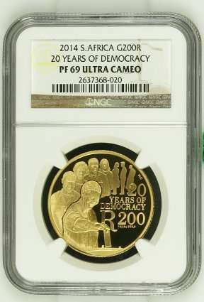 2014 20 Years Of Democracy 1oz Gold 24 Carat NGC PF69  | SA MINT PRICE: R22 100 | FUN SUNDAY |