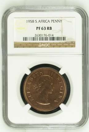 1958 SA Union Penny NGC Graded PF63 RB | MINTAGE: 985 ONLY |