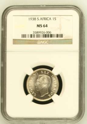 1938 SA Union Silver 1 Shilling NGC Graded MS64 | PERFECT UNC | 2ND HIGHEST GRADE | FUN SUNDAY |