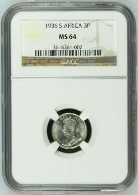 1936 SA Union Silver 3 Pence NGC MS64 | BRILLIANT UNC | HERN'S PRICE UNC R 1500 | FUN SUNDAY |