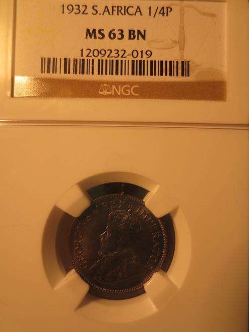 1932 SA Union 1/4 Penny NGC MS63 BN | Perfect UNC | ONE FUN DAY |