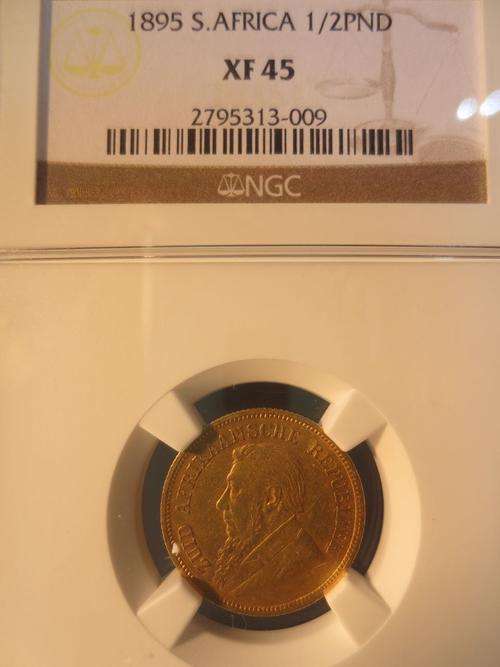 1895 ZAR Gold Half Pond NGC Graded XF45 | Lustrous | Hern's Price EF R25 000-00 |