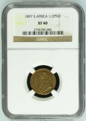 1897 ZAR Gold Half Pond NGC Graded XF40 | Lustrous | Hern's Price EF R25 000-00 |