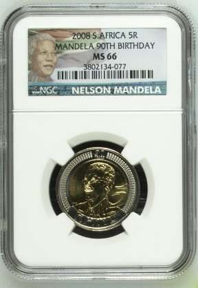 5 X 2008 Mandela 90th Birthday R5 NGC MS66 | FUN SUNDAY |