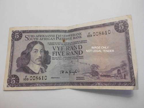 1967 T.W DE JONGH FIVE RAND NOTE