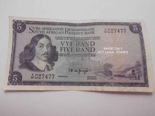 1967 T.W DE JONGH FIVE RAND NOTE