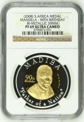 2008 Mandela 90th Birthday Half Oz Gold 24 Carat (999.99) NGC PF69 | Superb Gem Proof |