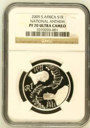 Perfect PF70 - 2009 Protea National Anthem R1 Silver NGC Graded PF70