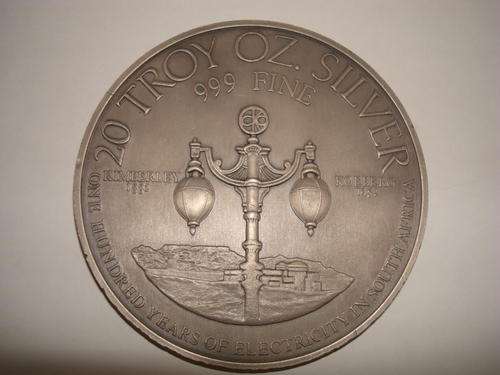 Silver 20oz Troy Medallion (999.99) - One Hundred Years of Electricity in SA - Rare @@@ R1 Start