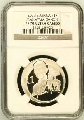 2008 Mahatma Gandhi R1 Silver NGC Graded PF70 - PERFECT PF70 ### 5 Hours Only ### R1 Start